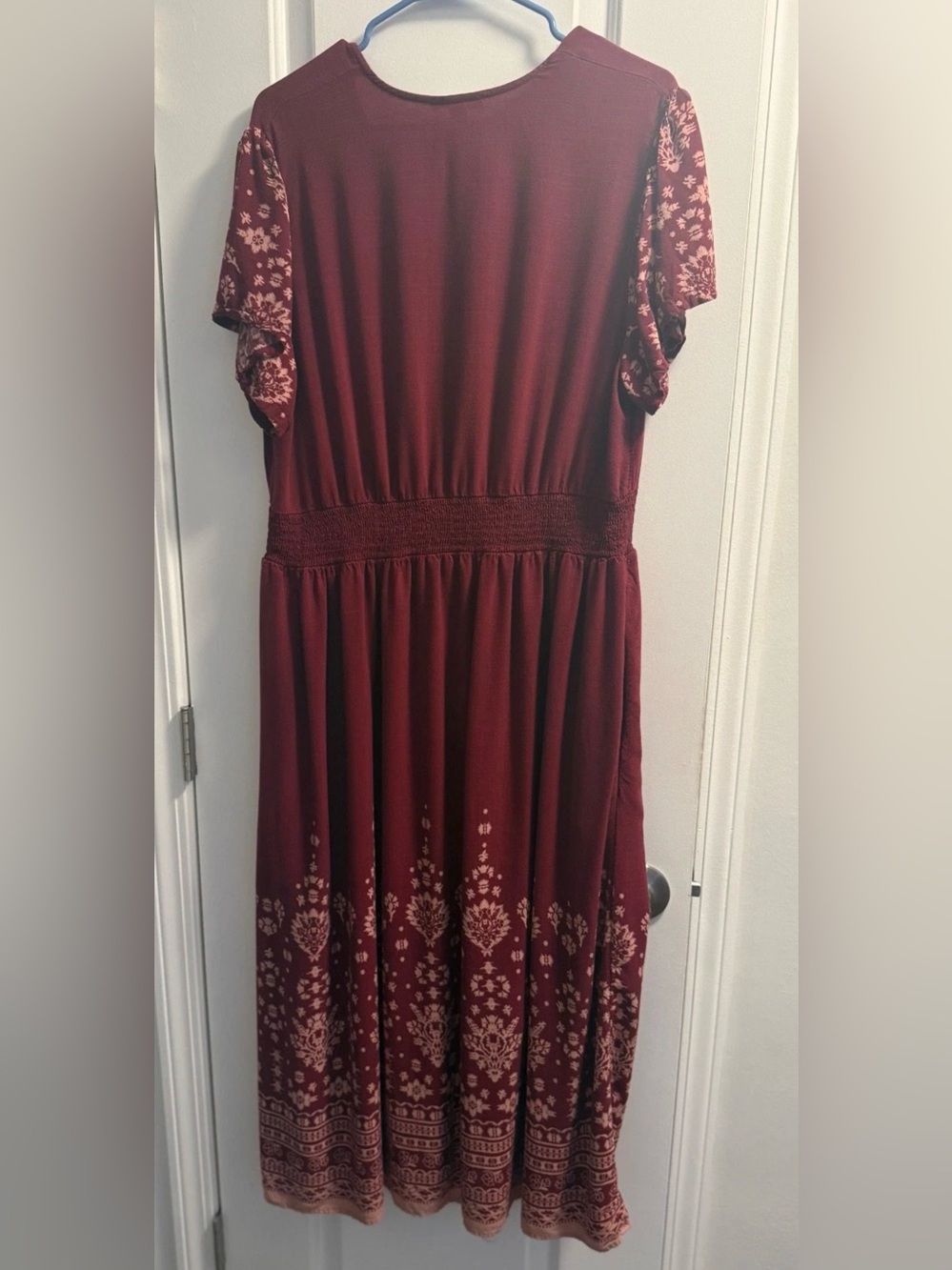 Knox Rose Red Boho Maxi Floral Dress, 2X - Picture 2 of 4